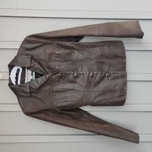 Wilsons Leather Vintage Womens Brown Blazer Jacket Button Closure Size Medium